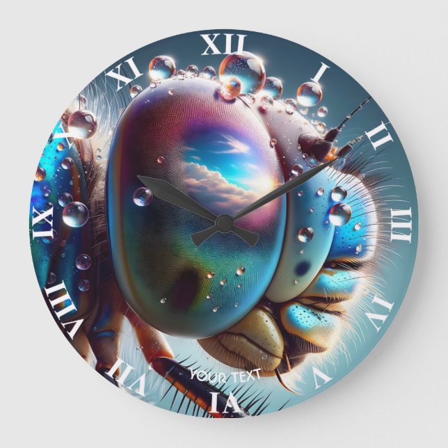 Fantasy Cute Dragonfly Macro Photo Large Clock (Front)