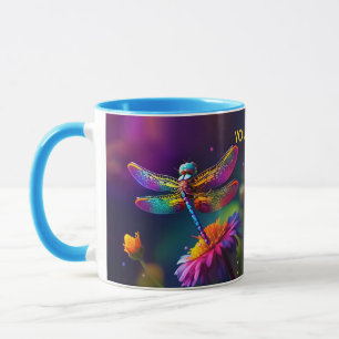 Fantasy Cute Dragonfly With Flower Mug