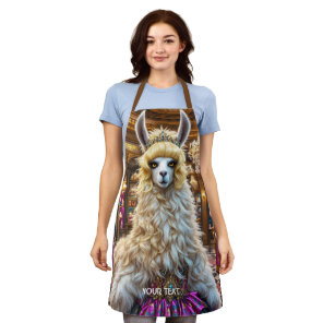 Fantasy Cute Drama Llama Queen Apron