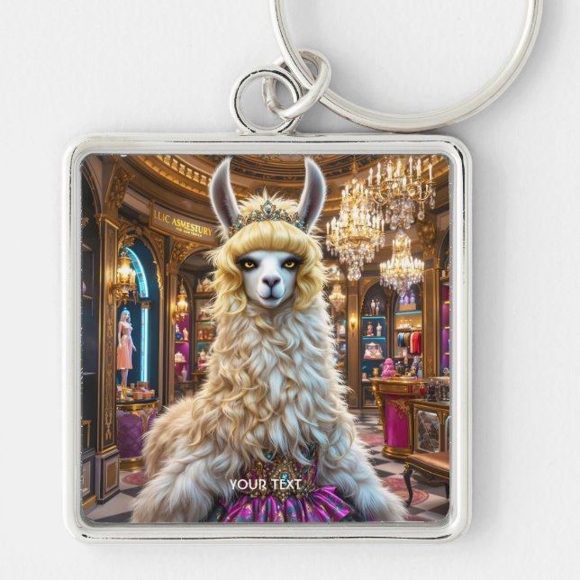 Fantasy Cute Drama Llama Queen Keychain (Front)