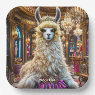 Fantasy Cute Drama Llama Queen Paper Plates