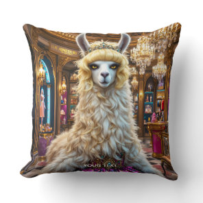 Fantasy Cute Drama Llama Queen Throw Pillow