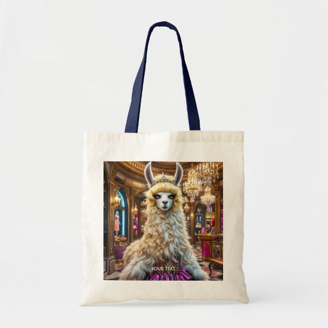 Fantasy Cute Drama Llama Queen Tote Bag (Front)