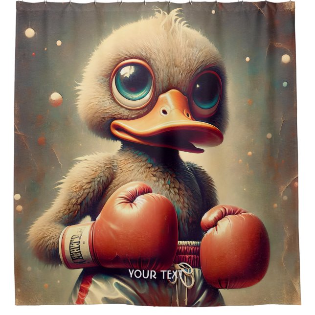 Fantasy Cute Duck Boxing Gloves Shower Curtain (Front)