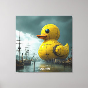 Fantasy Cute Duck War Ship Canvas Print
