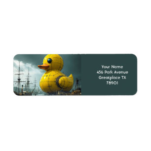 Fantasy Cute Duck War Ship Label