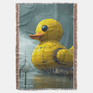 Fantasy Cute Duck War Ship Throw Blanket