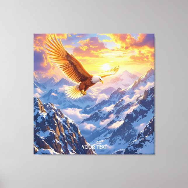 Fantasy Cute Eagle Mountains Sunrise Canvas Print (Front)