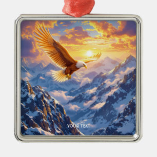Fantasy Cute Eagle Mountains Sunrise Metal Ornament