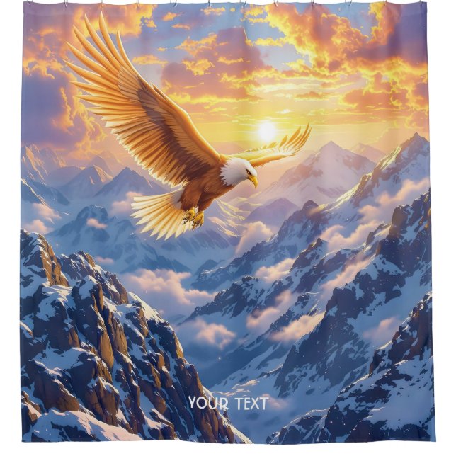 Fantasy Cute Eagle Mountains Sunrise Shower Curtain (Front)