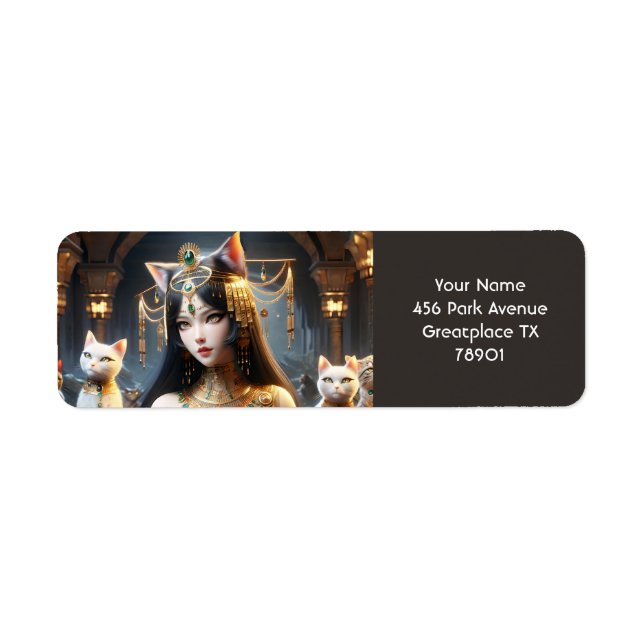 Fantasy Cute Egypt Cat Goddess Label (Front)