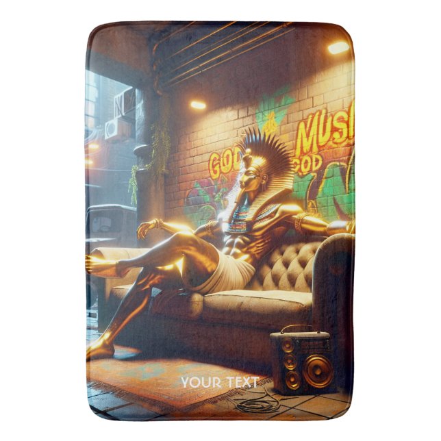 Fantasy Cute Egyptian God Music. Bath Mat (Front Vertical)