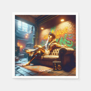 Fantasy Cute Egyptian God Music. Napkins