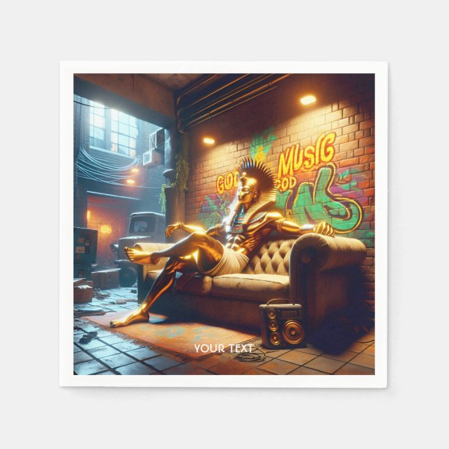 Fantasy Cute Egyptian God Music. Napkins (Front)