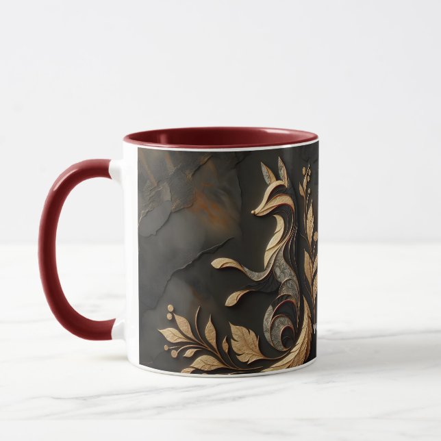 Fantasy Cute  Elegant Fox Drawing Mug (Left)
