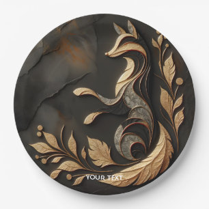 Fantasy Cute  Elegant Fox Drawing Paper Plates
