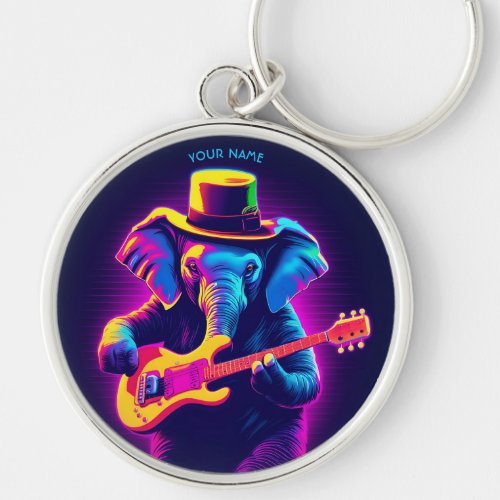 Fantasy Cute Elephant Playing Guitar Keychain