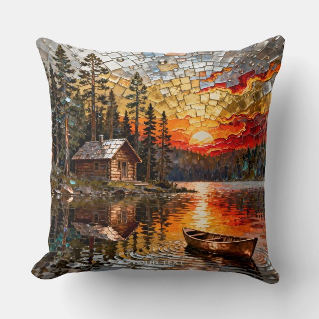 Fantasy Cute Embossed Metal Landscape Throw Pillow (Front)