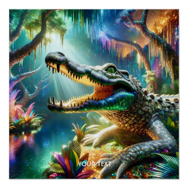 Fantasy Cute Enchanted Crocodile Jungle Poster (Front)
