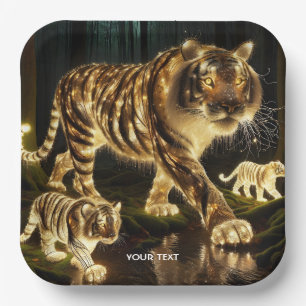 Fantasy Cute Enchanted Tiger Family Paper Plates
