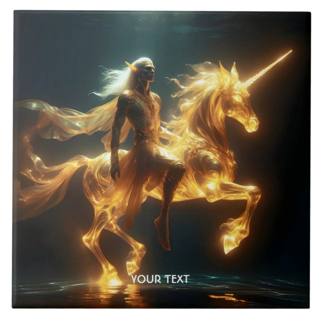 Fantasy Cute Ethereal Underwater Unicorn Ceramic Tile (Front)