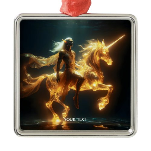 Fantasy Cute Ethereal Underwater Unicorn Metal Ornament