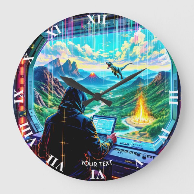 Fantasy Cute Fantastic Run Park Large Clock (Front)