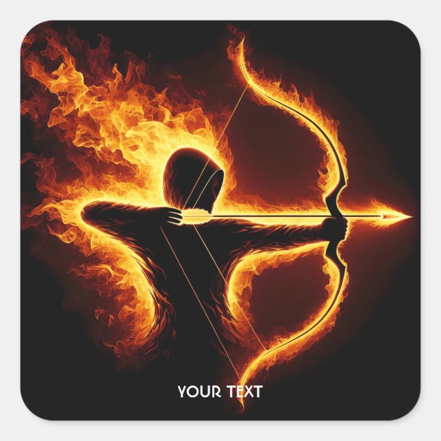 Fantasy Cute Fire Archer Bow  Square Sticker (Front)