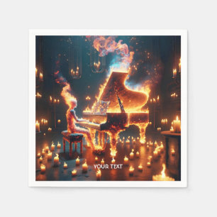 Fantasy Cute Fire Piano Girl Napkins