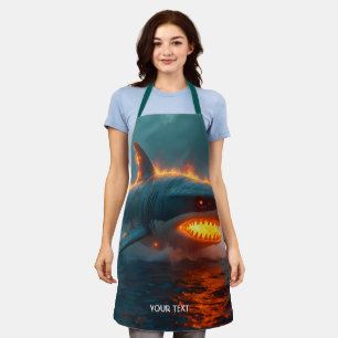 Fantasy Cute Fire Shark Sea Apron
