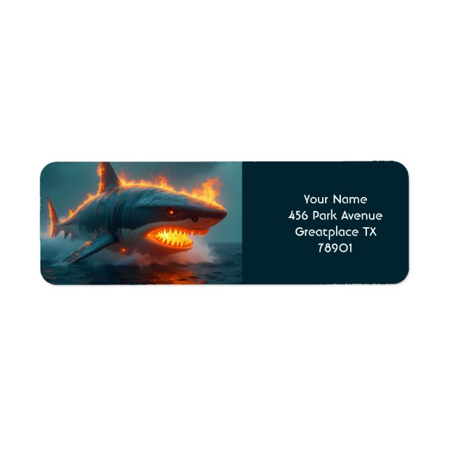 Fantasy Cute Fire Shark Sea Label (Front)