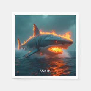 Fantasy Cute Fire Shark Sea Napkins