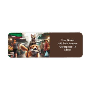 Fantasy Cute Fish Dog Cat Label