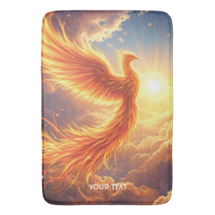 Fantasy Cute Flaming Phoenix Rises Bath Mat