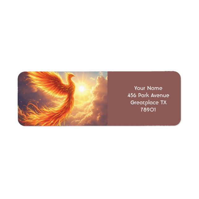 Fantasy Cute Flaming Phoenix Rises Label (Front)