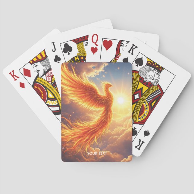 Fantasy Cute Flaming Phoenix Rises Poker Cards (Back)