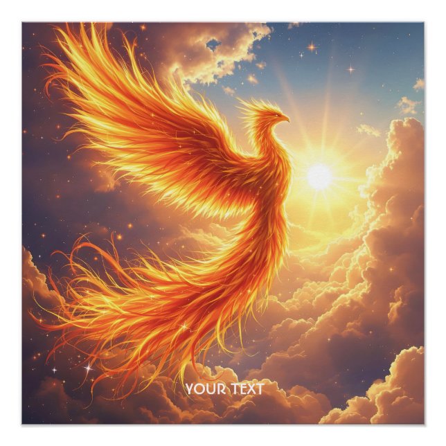 Fantasy Cute Flaming Phoenix Rises Poster (Front)