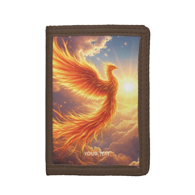 Fantasy Cute Flaming Phoenix Rises Trifold Wallet (Front Vertical)