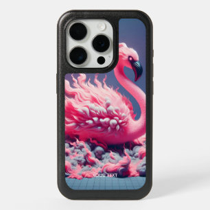 Fantasy Cute Flamingo Fire Smoke iPhone 15 Pro Case