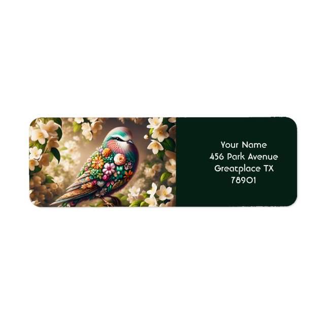 Fantasy Cute Floral Bird Jasmine Label (Front)