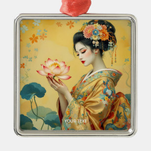 Fantasy Cute Flower Japanese Girl Metal Ornament