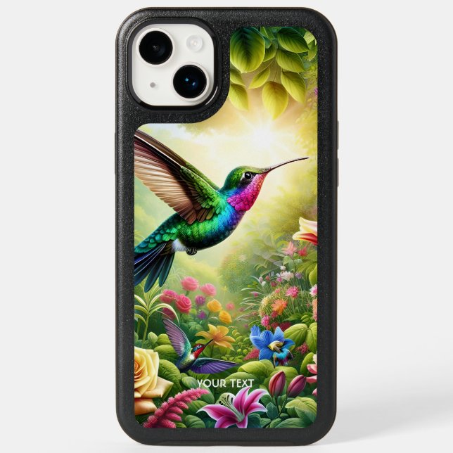 Fantasy Cute Flowers Rainbow Hummingbird Otterbox iPhone Case (Back)