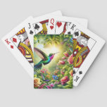 Fantasy Cute Flowers Rainbow Hummingbird Poker Cards
