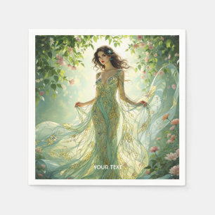 Fantasy Cute Flowing Floral Gown Napkins