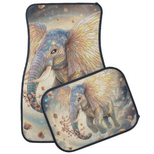 Fantasy Cute Flying Elephant Sakura Car Floor Mat