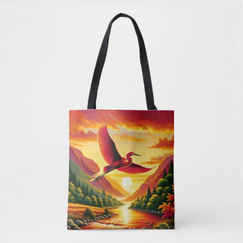 Fantasy Cute Flying Red Egret Tote Bag