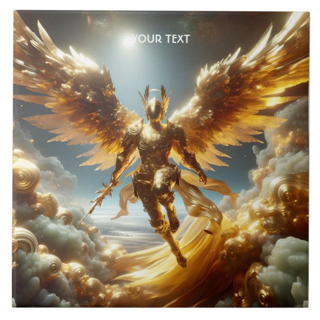 Fantasy Cute Flying Winged Warrior Ceramic Tile (Front)