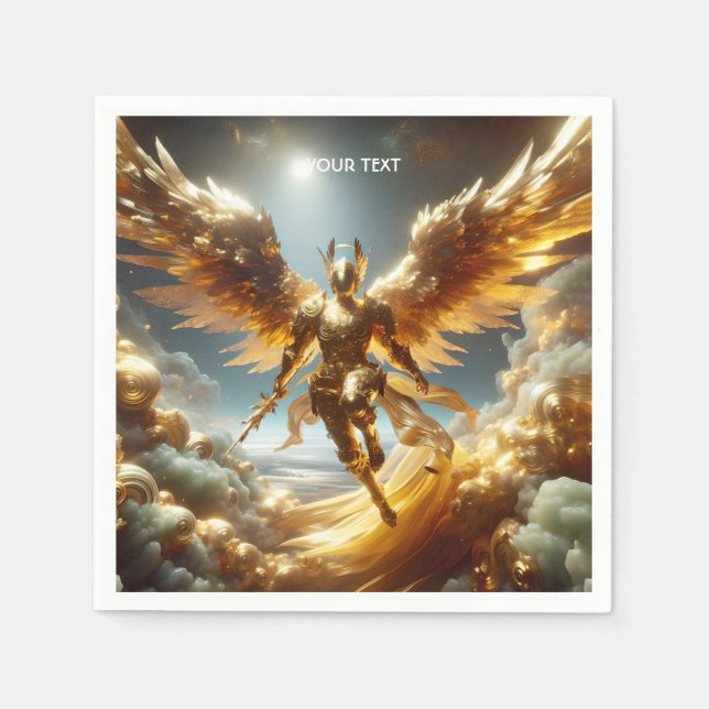 Fantasy Cute Flying Winged Warrior Napkins (Front)