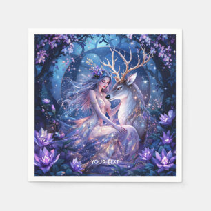 Fantasy Cute Forest Deer Girl Napkins