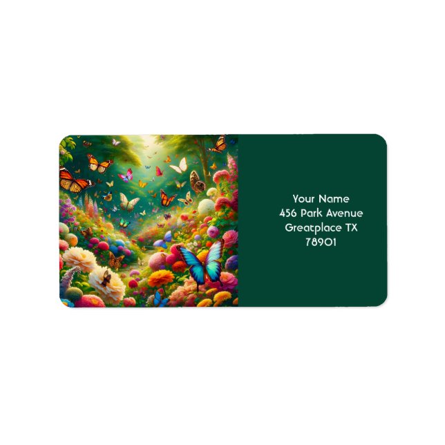 Fantasy Cute Forest Flowers Butterflies Label (Front)